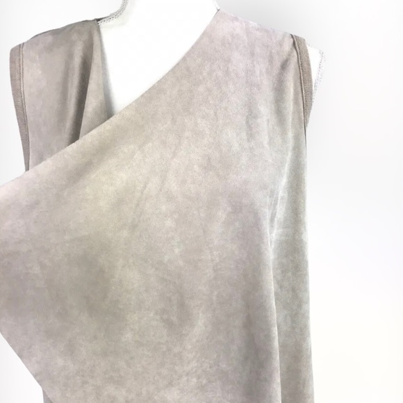NWOT Calvin Klein Faux Suede CREAM Sweater Vest Sleeveless Drape Open Front SZ L - Picture 4 of 11